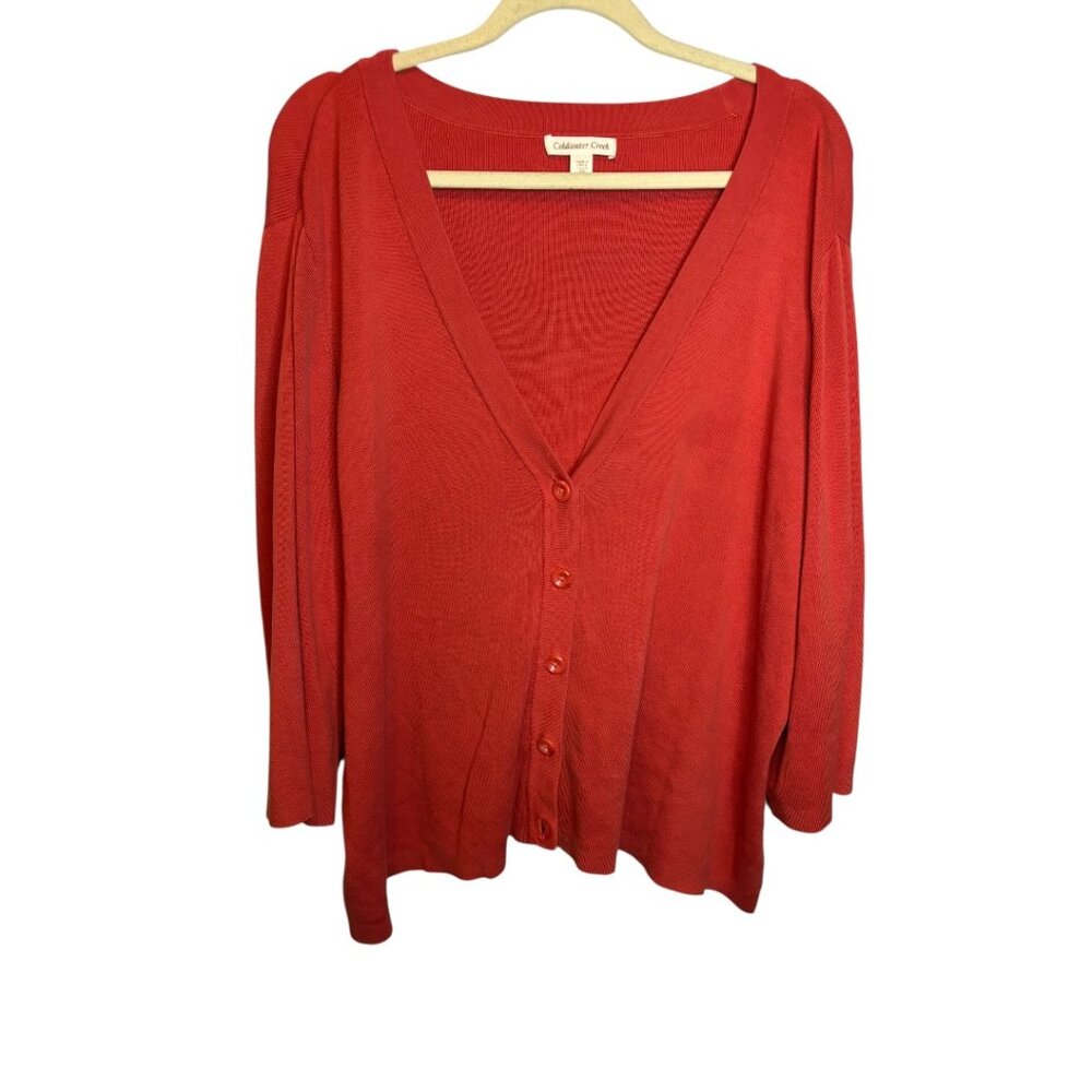 Coldwater Creek Sweater Women's 3X Cardigan Orange Red Button Down Silk Blend